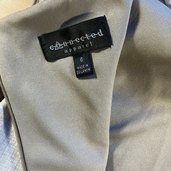 Connected Apparel Taupe Dress w Pearl Applique Sz 6 - Picture 5 of 5